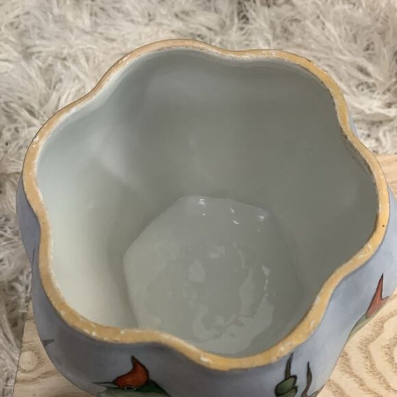 Vintage M.Z. Austria Hand Painted Bird Scene Covered Jar - Picture 11 of 17